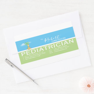 Sticker Rectangulaire Pediatricien de Cute Giraffe / Pediatricien