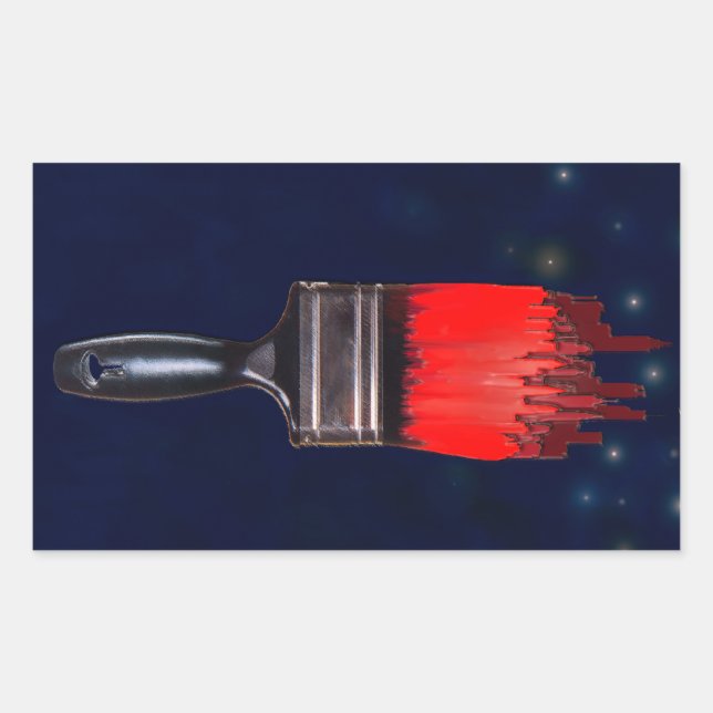 Sticker Rectangulaire peindre la ville en rouge (Devant)