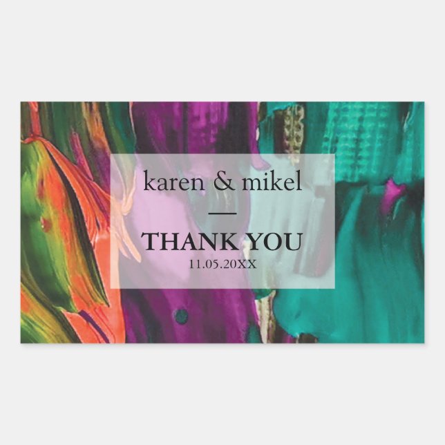 Sticker Rectangulaire Peinture Abstraite Mariage acrylique (Devant)