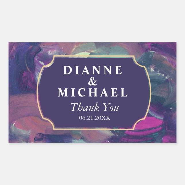 Sticker Rectangulaire Peinture acrylique en gras Enregistrer la date (Devant)