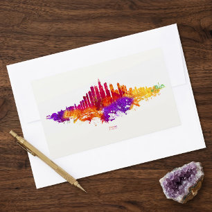 Sticker Rectangulaire Peinture aquarelle de la skyline de Chicago sur fo
