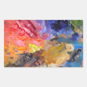 Sticker Rectangulaire Peinture colorée de la palette du peintre artiste