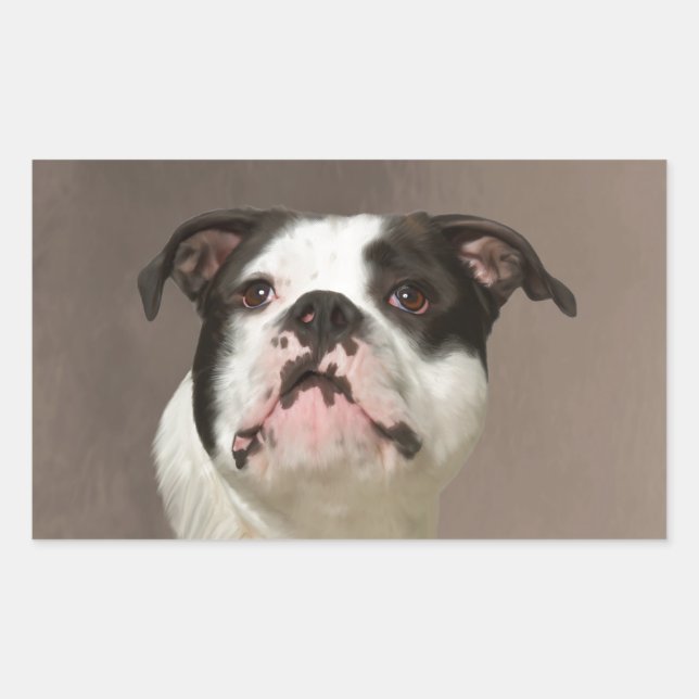 Sticker Rectangulaire Peinture couleur d'eau Bulldog (Devant)