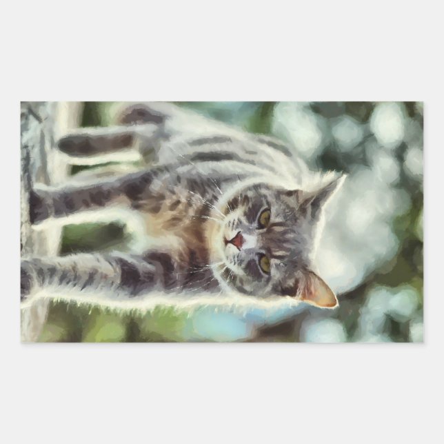 Sticker Rectangulaire Peinture de chat (Devant)
