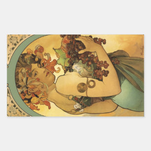 Sticker Rectangulaire Peinture de fruits Alphonse Mucha