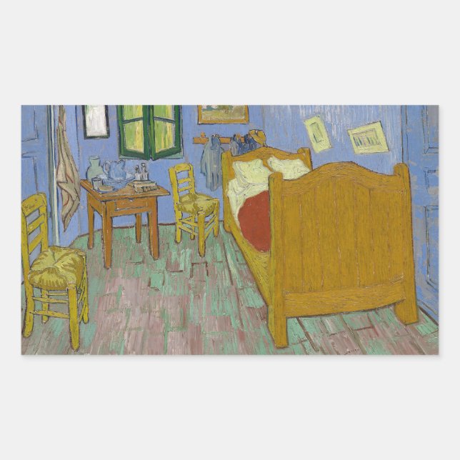 Sticker Rectangulaire Peinture de la chambre de Vincent Van Gogh (Devant)