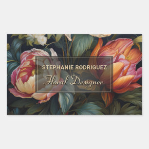 Sticker Rectangulaire Peinture florale hollandaise luxueuse Dessin flora