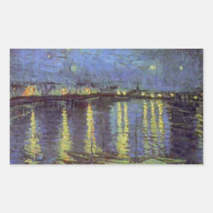Sticker Rectangulaire Peinture nocturne étoilée de Van Gogh