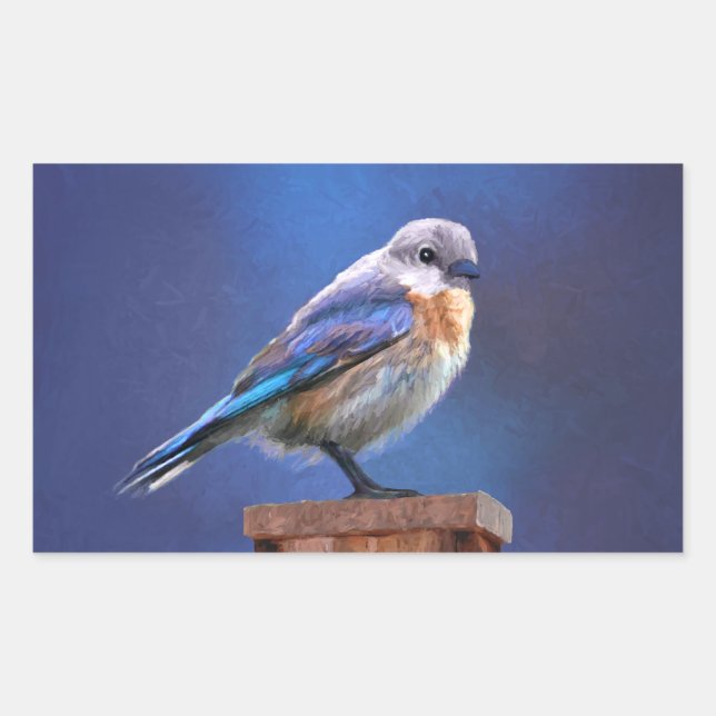 Sticker Rectangulaire Peinture pour oiseaux bleus (femelle) - Art origin (Devant)