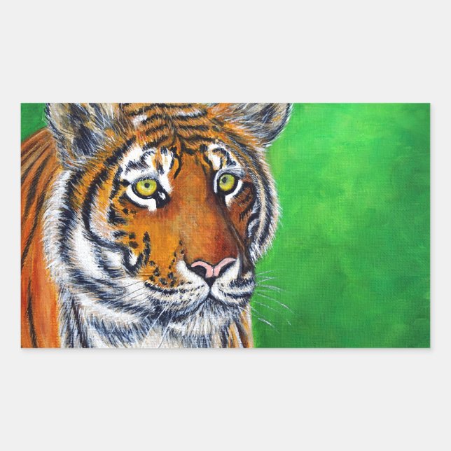 Sticker Rectangulaire Peinture sur tigre (Devant)