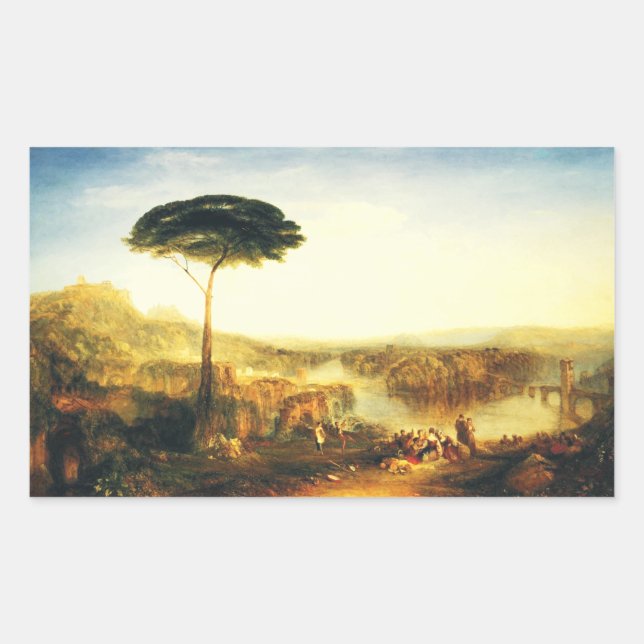 Sticker Rectangulaire Pèlerinage de Childe Harold par Joseph Turner (Devant)