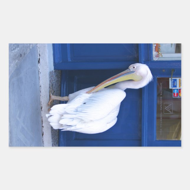Sticker Rectangulaire Pélican en Grèce (Devant)