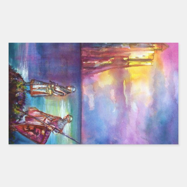 Sticker Rectangulaire PENDRAGON Chevaliers médiévaux, Coucher de soleil  (Devant)