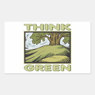 Sticker Rectangulaire Pensez au chêne vert