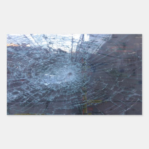 Sticker Rectangulaire Perdu — avec Verre cassé et carte