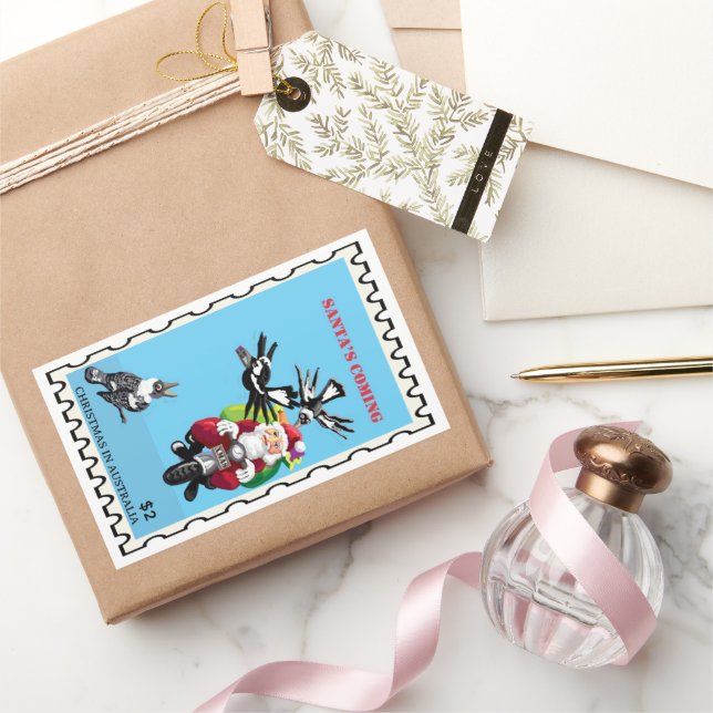 Sticker Rectangulaire Père Noël Australien Noël (Cadeaux)