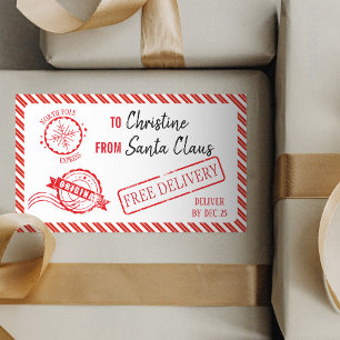 Sticker Rectangulaire Père Noël Cadeau Livraison Pôle Nord