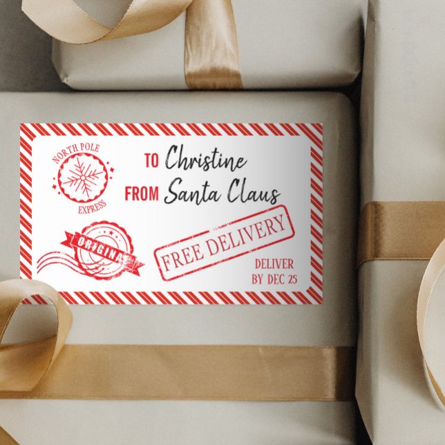 Sticker Rectangulaire Père Noël Cadeau Livraison Pôle Nord (Créateur téléchargé)