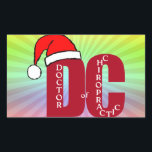 Sticker Rectangulaire Père Noël DC Doctor of Chiropractic Christmas Logo<br><div class="desc">Père Noël DC Doctor of Chiropractic Christmas Logo - DC grand acronyme rouge portant un amusant chapeau de Père Noël pour célébrer Noël.</div>