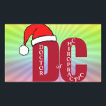 Sticker Rectangulaire Père Noël DC Doctor of Chiropractic Christmas Logo<br><div class="desc">Père Noël DC Doctor of Chiropractic Christmas Logo - DC grand acronyme rouge portant un amusant chapeau de Père Noël pour célébrer Noël.</div>