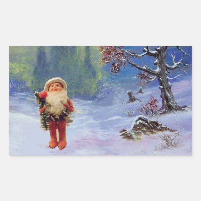 STICKER RECTANGULAIRE PÈRE NOËL DES GNOMES (Devant)
