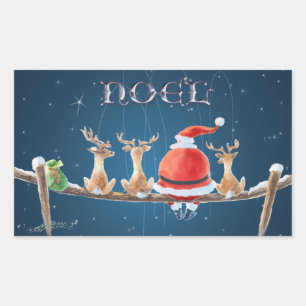 Sticker Rectangulaire PÈRE NOËL et PÊCHE de RENNE par SHARON SHARPE