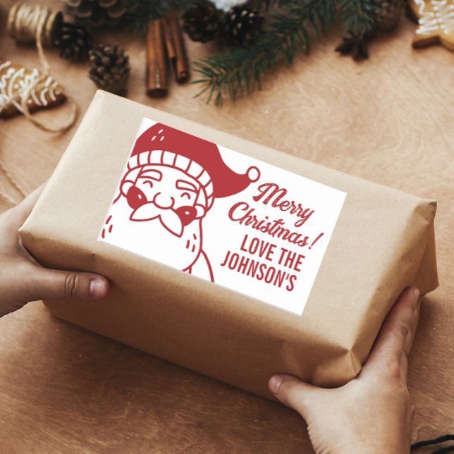 Sticker Rectangulaire Père Noël Joyeux cadeau de Noël (christmas custom stickers)