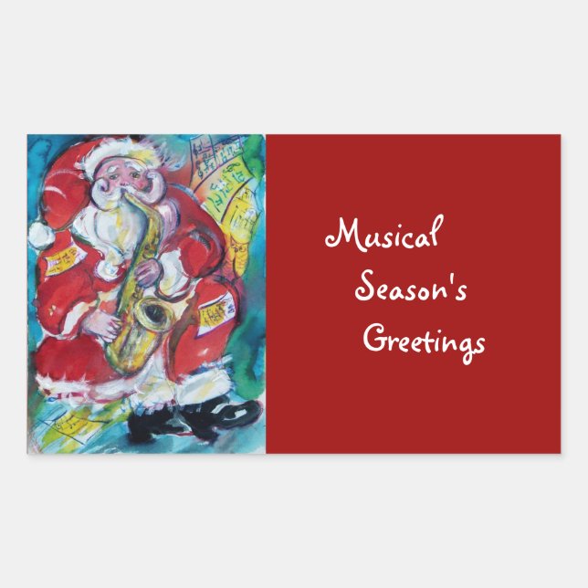 STICKER RECTANGULAIRE PÈRE NOËL & SAX, PARTI NOËL (Devant)
