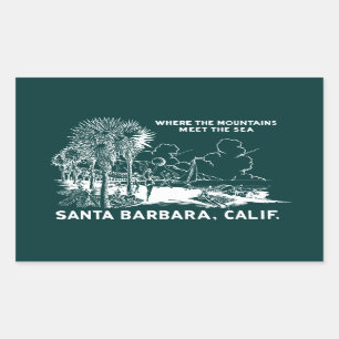 Sticker Rectangulaire Père Noël vintage Barabara la Californie