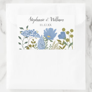 Sticker Rectangulaire Périwinkle Blue Spring Floral Mariage personnalisé