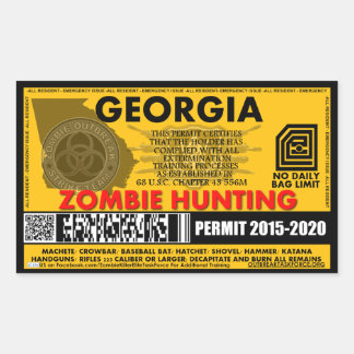 Sticker Rectangulaire Permis de chasse zombie Géorgie