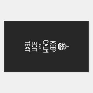 Sticker Rectangulaire Personalized KEEP CALM Have Your Text on Black