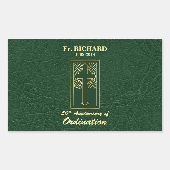 Sticker Rectangulaire Personnalisable 50e anniversaire de Ordination Gre (Devant)