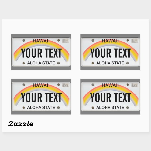 Sticker Rectangulaire (Personnalisable) Plaque de licence hawaïenne (Feuille)