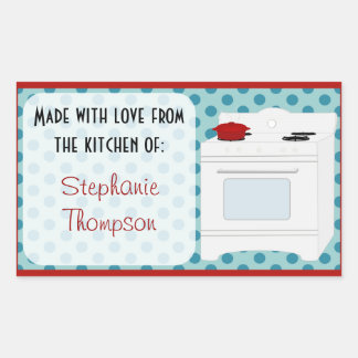 Sticker Rectangulaire Personnalisé À Partir De La Cuisine De Poêle Rétro