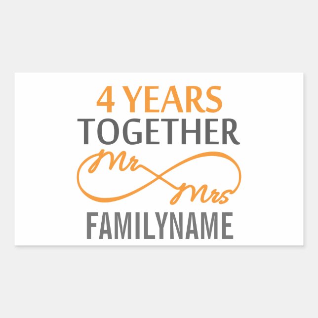 Sticker Rectangulaire Personnalisé M. et Mme 4e anniversaire (Devant)
