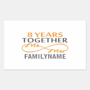Sticker Rectangulaire Personnalisé M. et Mme 8h Anniversaire