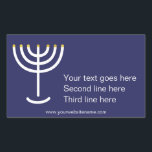 Sticker Rectangulaire Personnalisé Moderne Menorah White Navy Gold Graph<br><div class="desc">Sticker graphique en or de la Marine Blanche Menorah moderne. Marine,  Blanc,  Or. Transférable et personnalisable.</div>