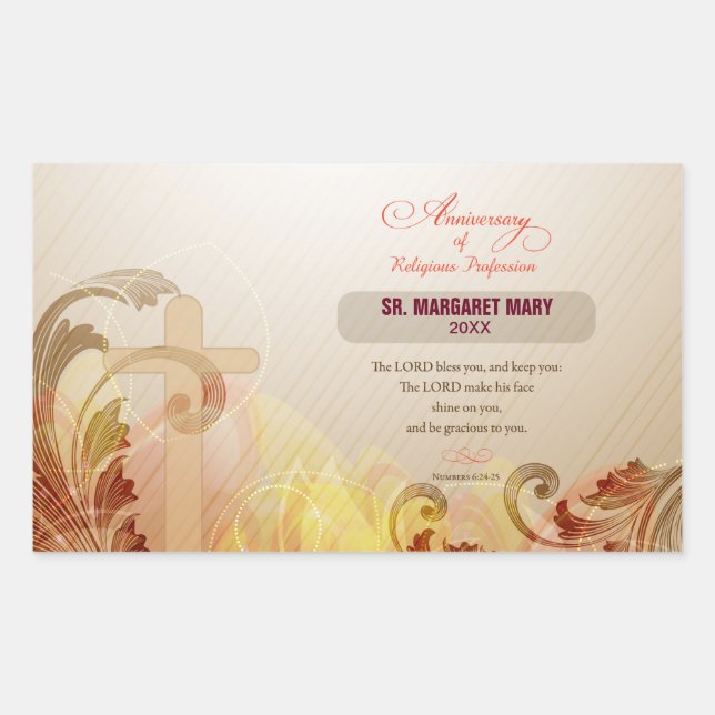 Sticker Rectangulaire Personnalisé Nom et année Nun, 60e Anniversaire Re (Devant)