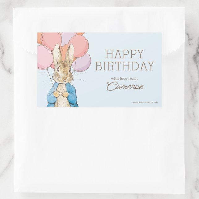 Sticker Rectangulaire Personnalisé Peter Rabbit Blue Anniversaire (Sac)