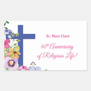 Sticker Rectangulaire Personnaliser, 40e anniversaire Nun vie religieuse