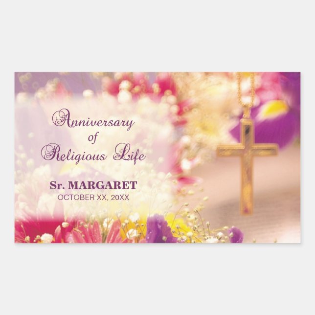 Sticker Rectangulaire Personnaliser, Anniversaire vie religieuse, Nun (Devant)
