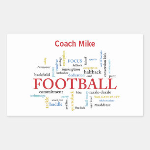 Sticker Rectangulaire Personnaliser, Football Coach Merci en mots