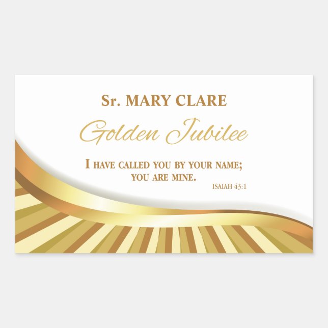 Sticker Rectangulaire Personnaliser, Jubilé d'or de la vie religieuse (Devant)
