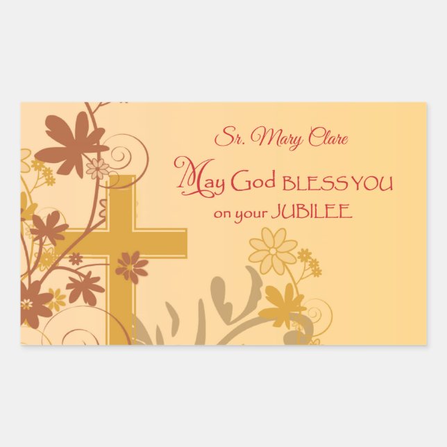 Sticker Rectangulaire Personnaliser, Jubilee Anniversaire Nun Cross, Fil (Devant)