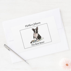 Sticker Rectangulaire Personnaliser le journal Dog Jour de la Patronne, 
