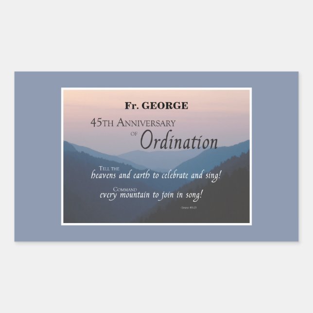 Sticker Rectangulaire Personnaliser les fêtes d'Ordination du 45e annive (Devant)