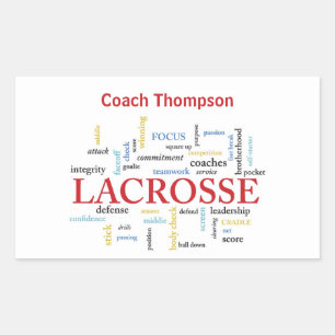 Sticker Rectangulaire Personnaliser Nom Lacrosse Coach Merci Mots