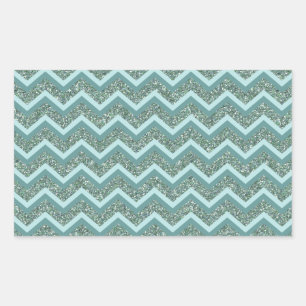 Sticker Rectangulaire Personnalisez ce zigzag turquoise de parties