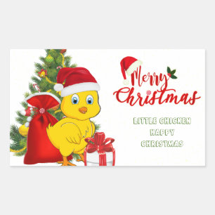 Sticker Rectangulaire Petit bébé poulet Noël